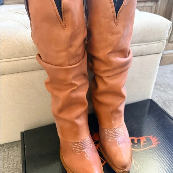 New Freebird Jules Cognac Size 9 Leather Overlay Lace Up Western Boot - Picture 2 of 7